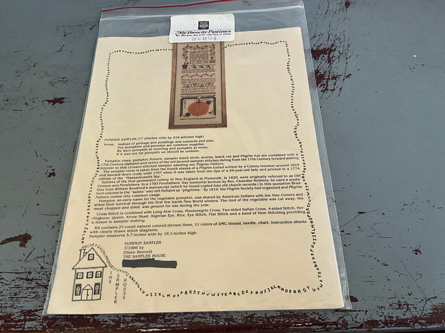 The sampler House Pumpkin Sampler pattern only