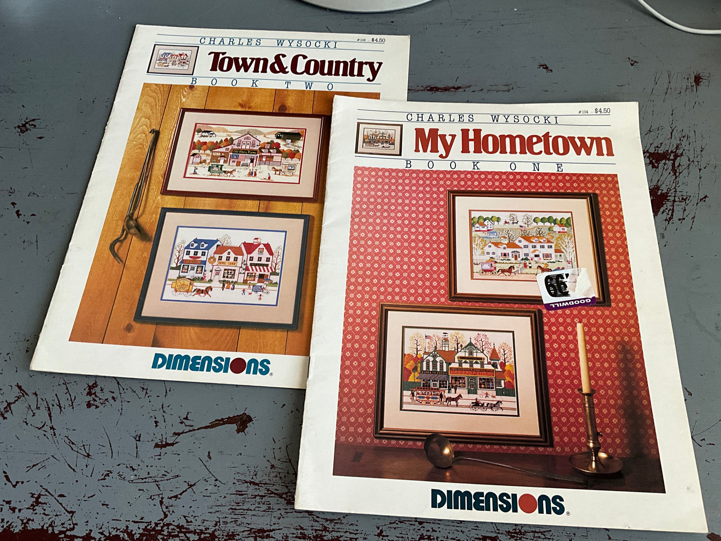 Dimensions Charles Wysocki My Hometown and Town & Country set of 2 Book One & Two counted cross stitch charts