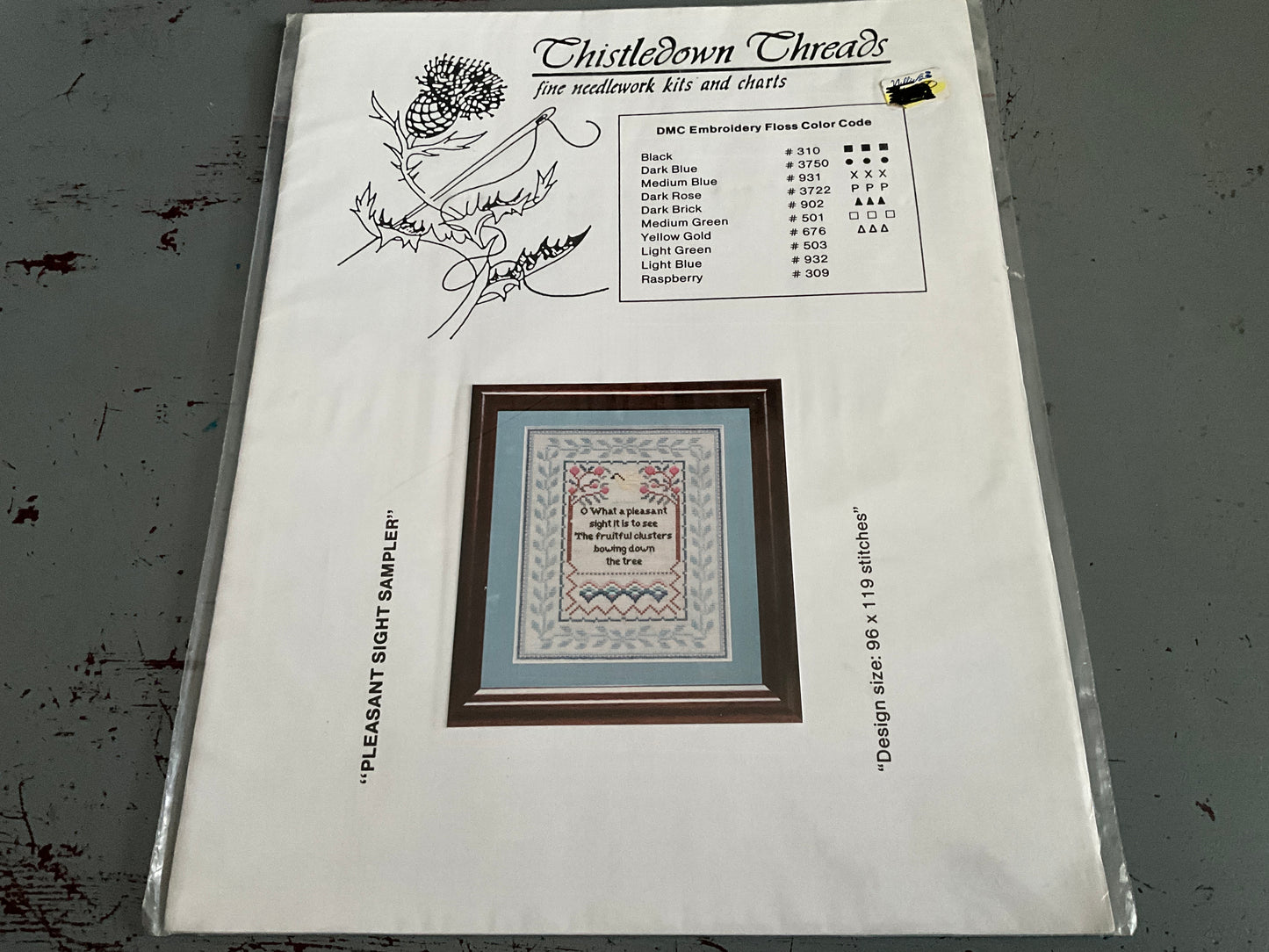 Thistledown Threads Pleasant Sight Sampler counted cross stitch chart