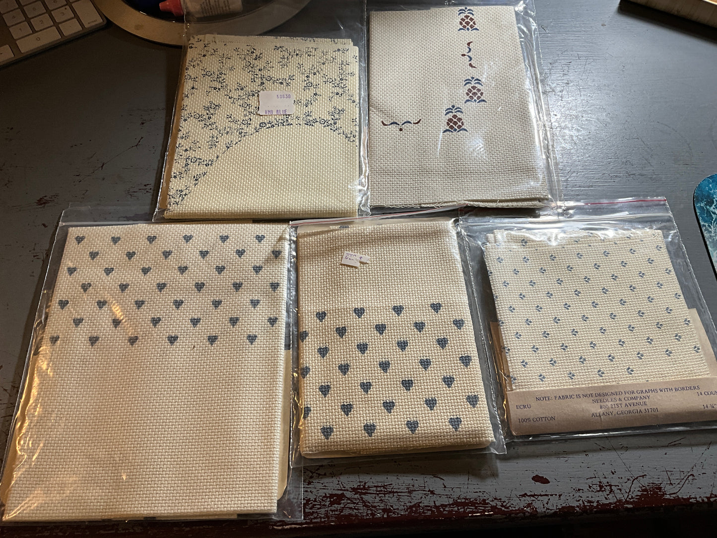 Pretty printed cross stitch fabric choice see pictures and variations