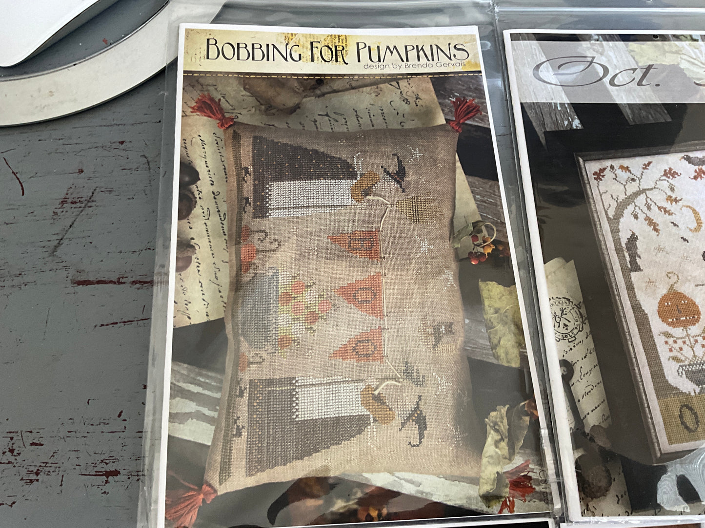 Brenda Gervais Halloween set of 6 counted cross stitch charts Country Stitches-With thy Needle & Thread see pictures & description