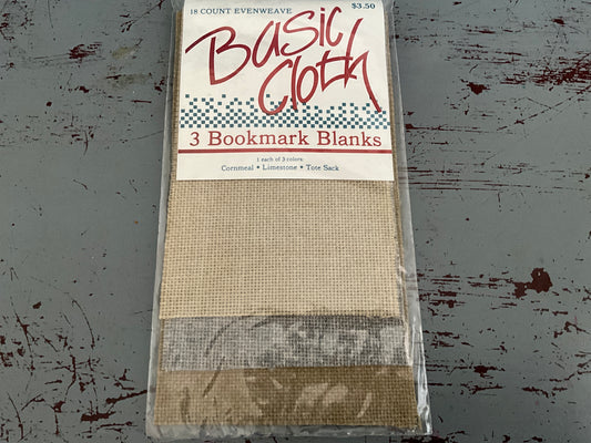 Basic Cloth 18 count evenweave set of 3 bookmark blanks