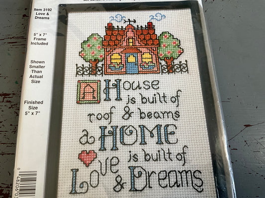 nmi Love & Dreams 3192 cross stitch kit with frame 5x7 inches