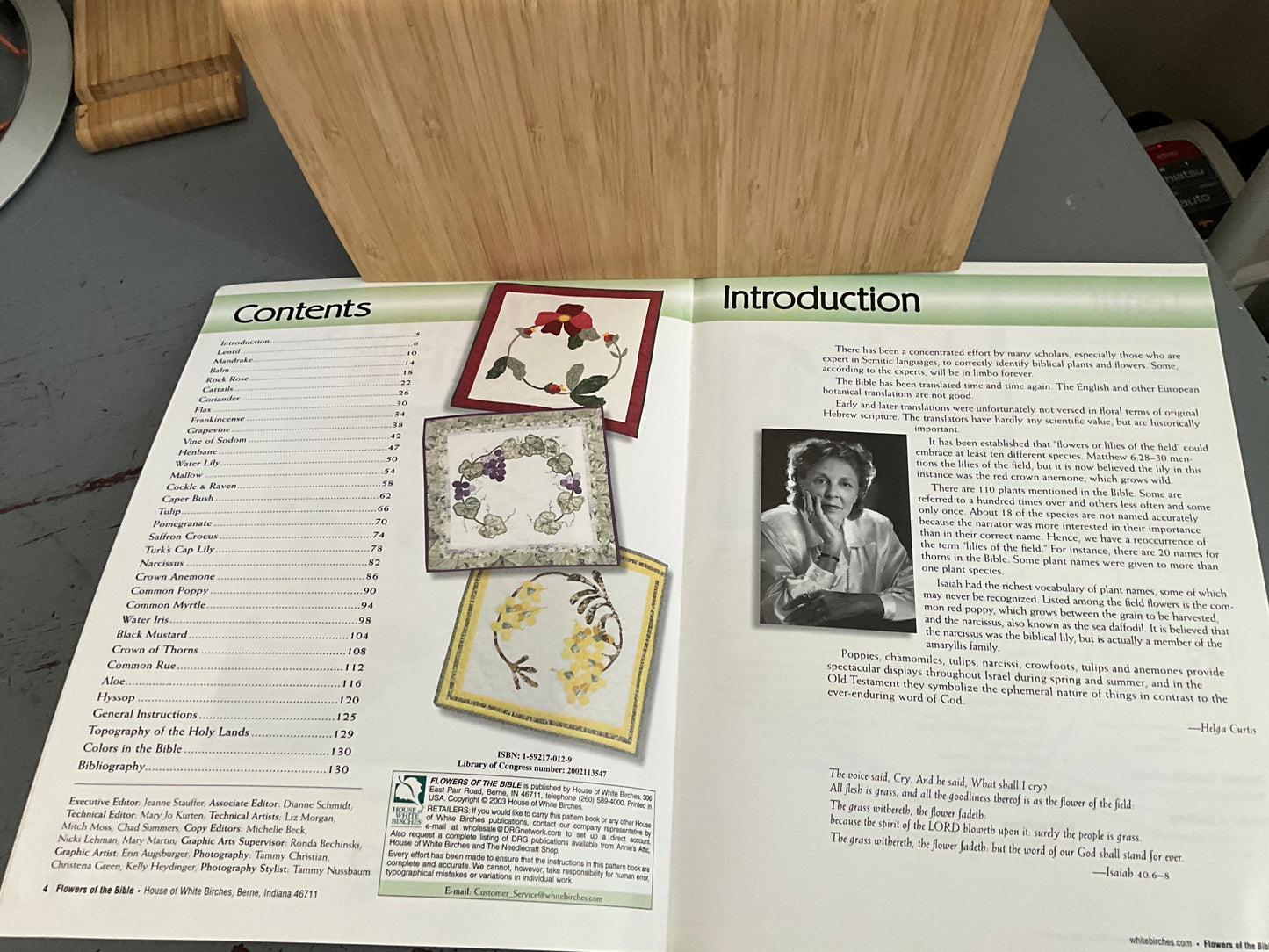 House of White Birches Flowers of the Bible quilting pattern book