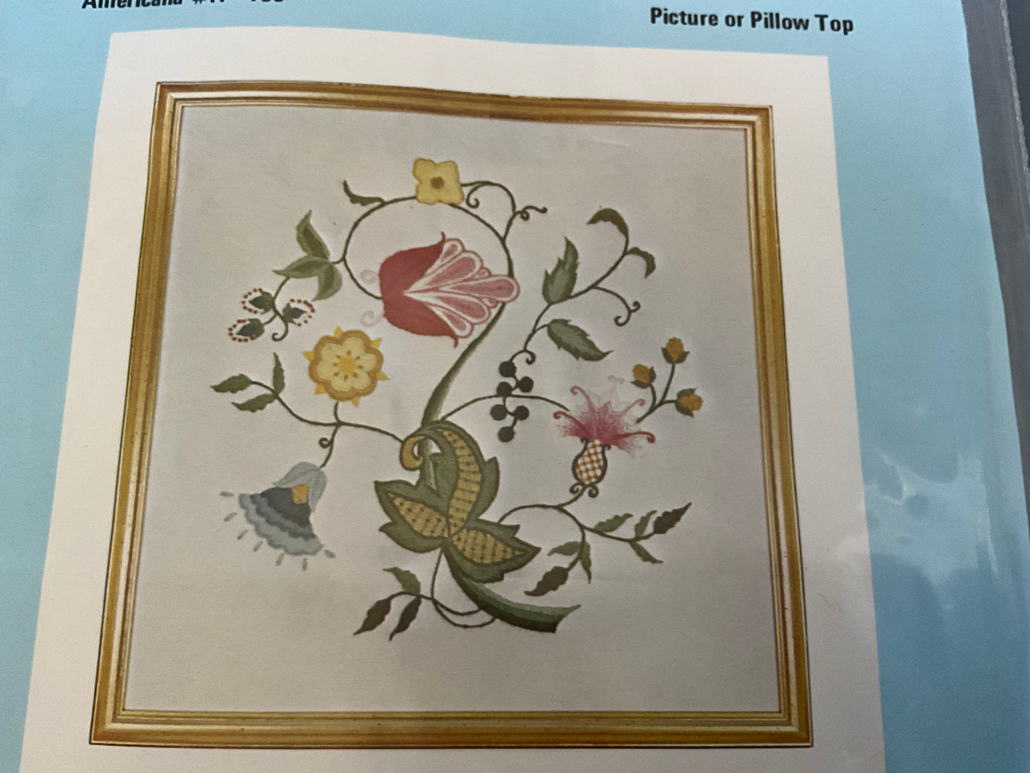 Crewel by Cathy Americana kit on 11x17 or-printed linen fabric