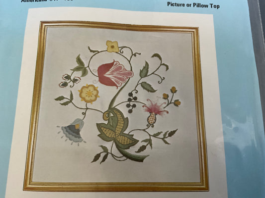 Crewel by Cathy Americana kit on 11x17 or-printed linen fabric