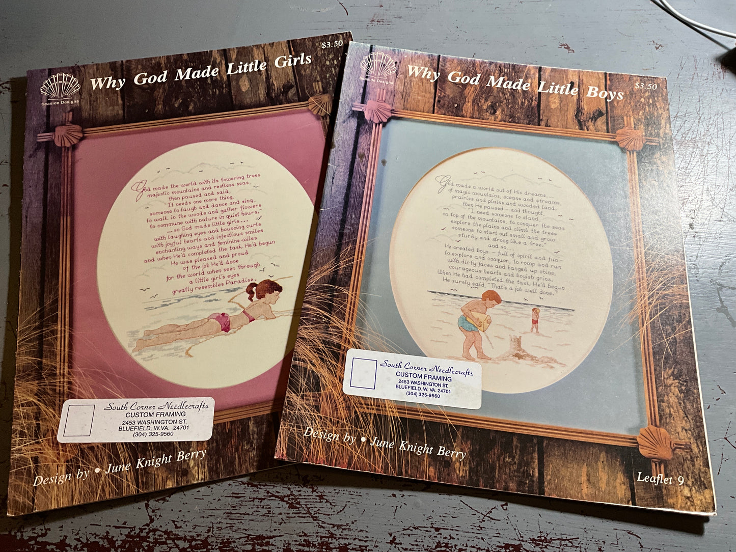 Seaside Designs choice Why God Made Little Girls or Little Boys by June Knight Berry Leaflet 8 or 9 vintage counted cross stitch charts*