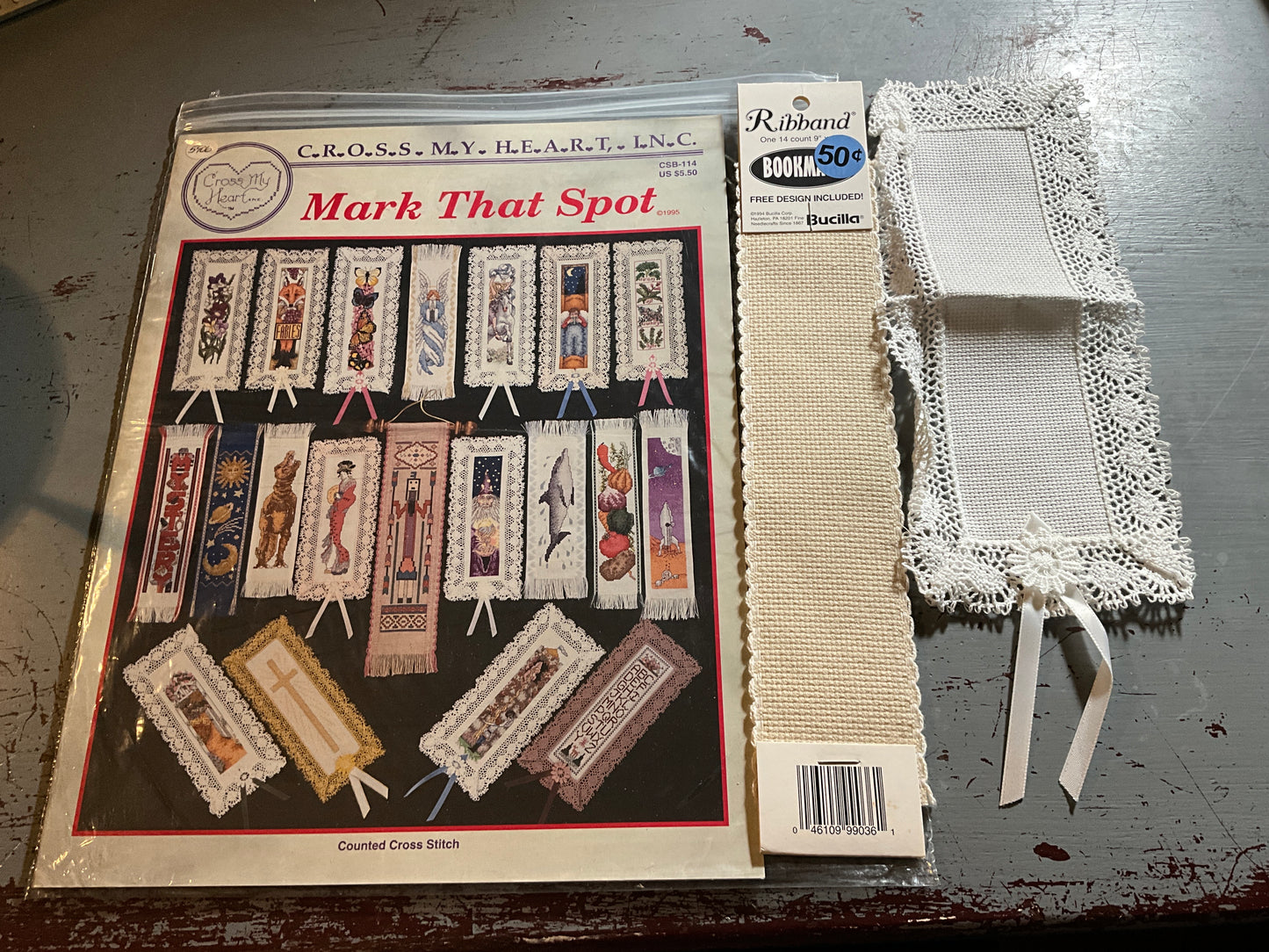 Cross My Heart Mark That Spot bookmark cross stitch chart with 2 bookmarks