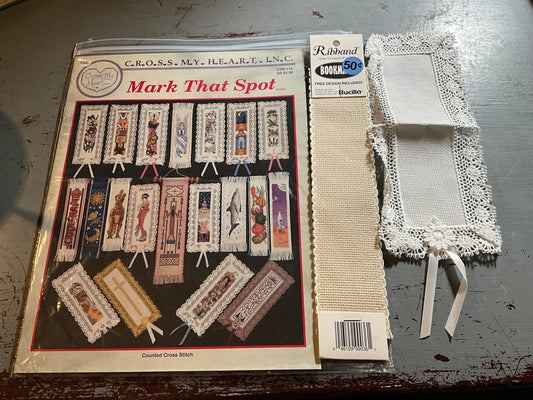 Cross My Heart Mark That Spot bookmark cross stitch chart with 2 bookmarks