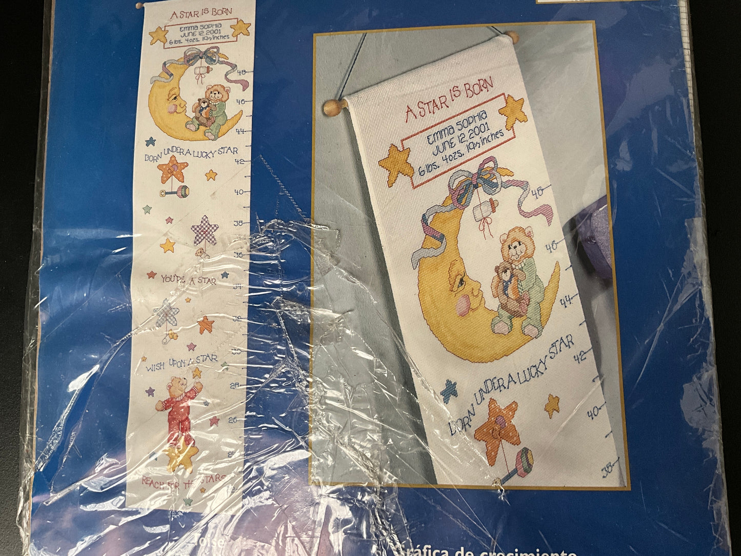 Plaid Bucilla Baby Celestial Moon Growth Chart 42773 cross stitch kit