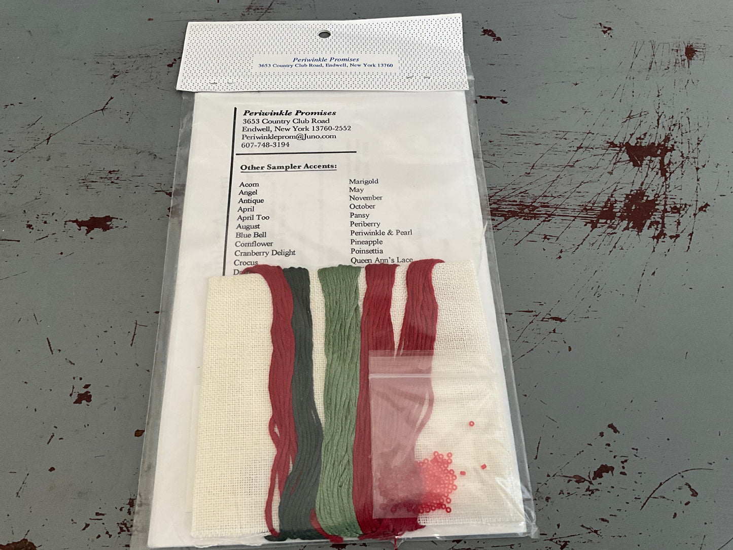 Periwinkle Promises sampler accents Poinsettia Sampler Accent Silk & Linen Kit