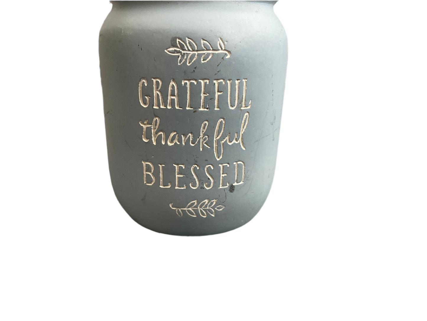 Grateful Thankful Blessed Clippie mason jar style decorative photo display