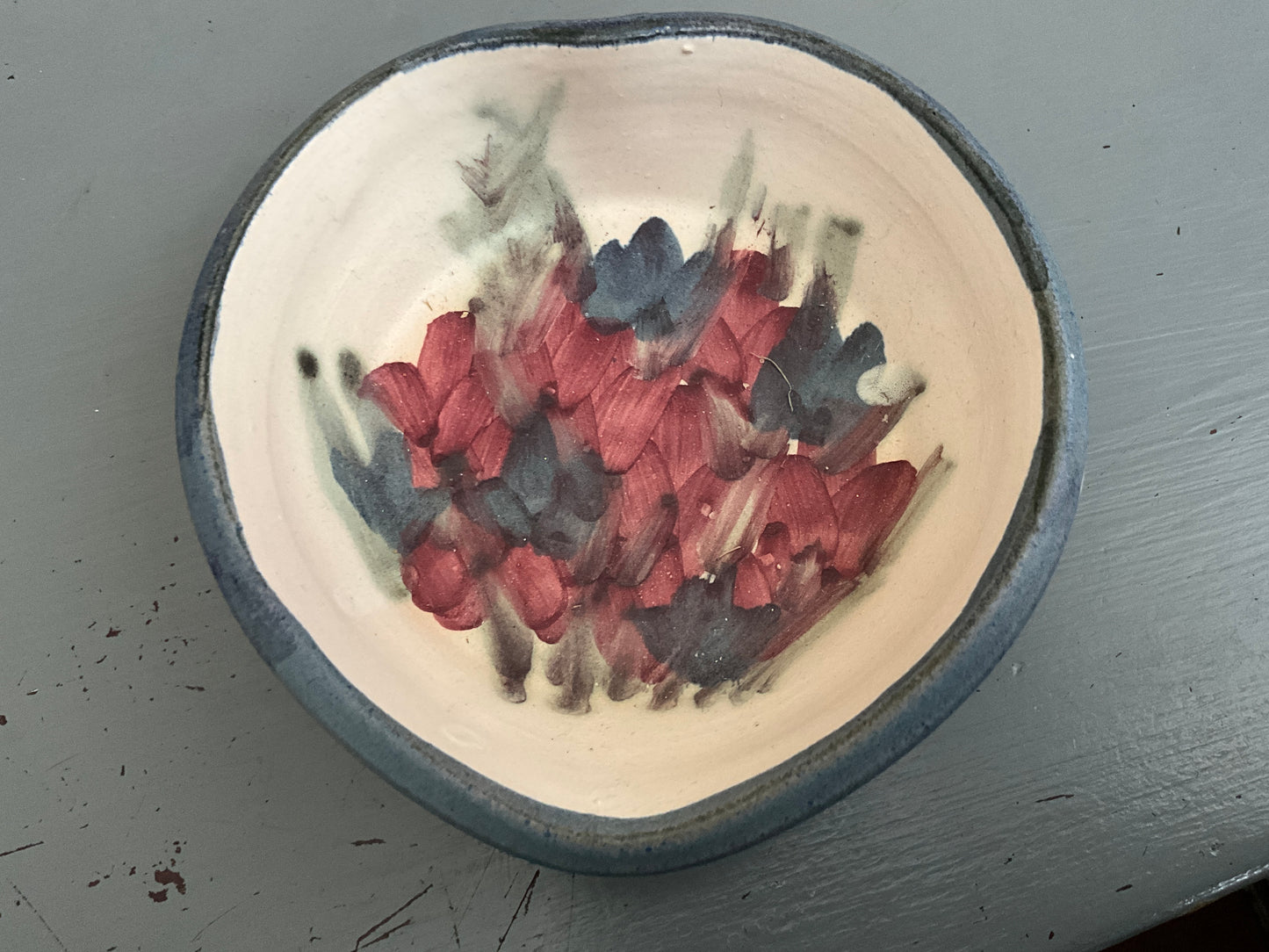 Tantalizing Tulips hand painted ceramic heart shaped trinket dish