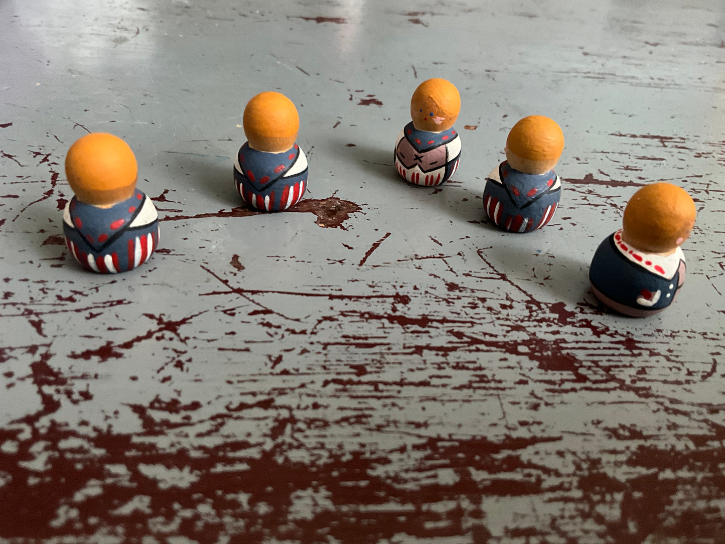 Miniature painted wooden dolls set of 5 unique collectibles