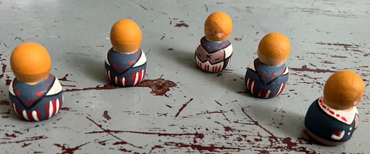 Miniature painted wooden dolls set of 5 unique collectibles