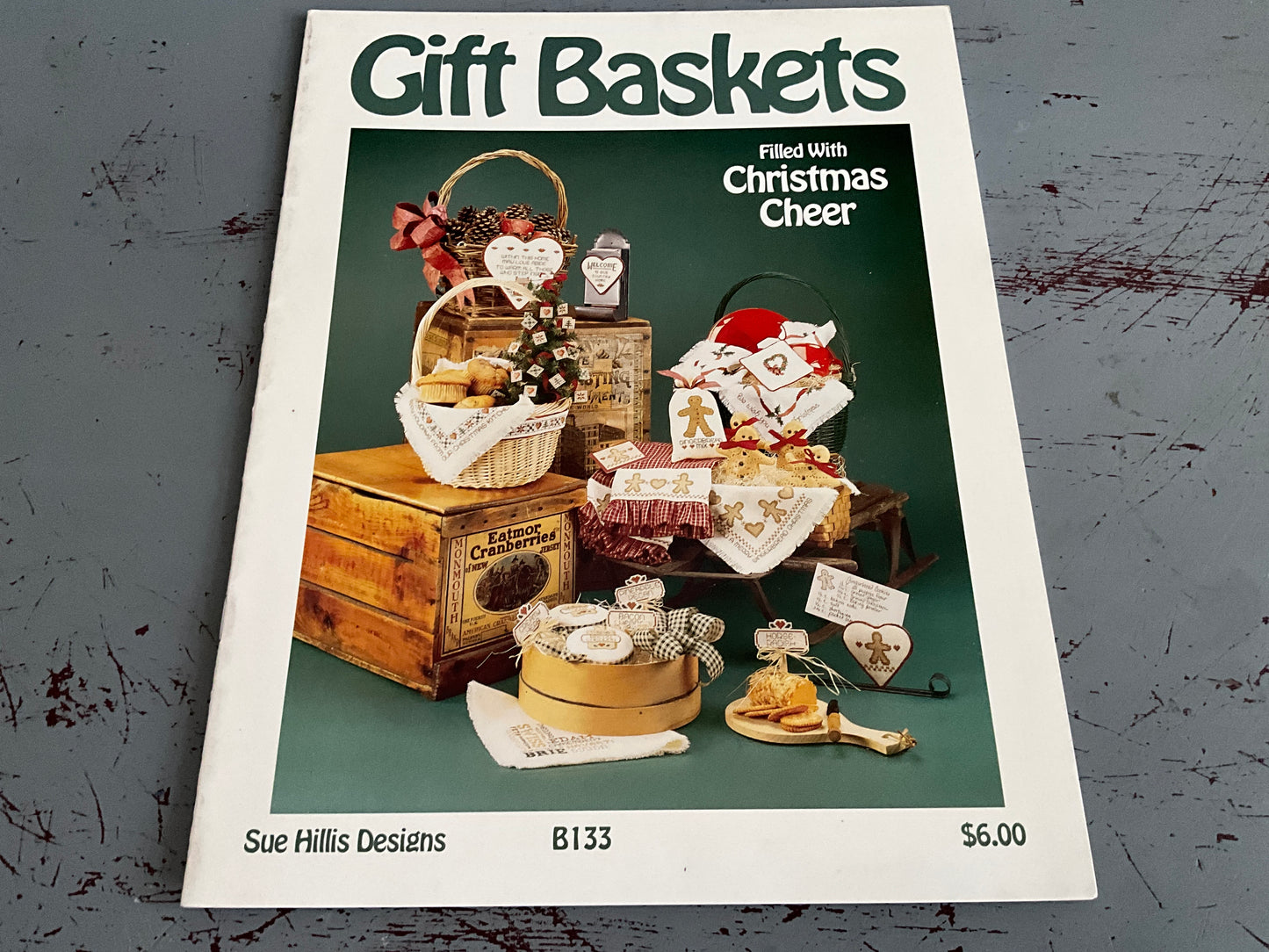 Sue Hills Designs Gift Baskets filled with Christmas cheer needlecraft chart