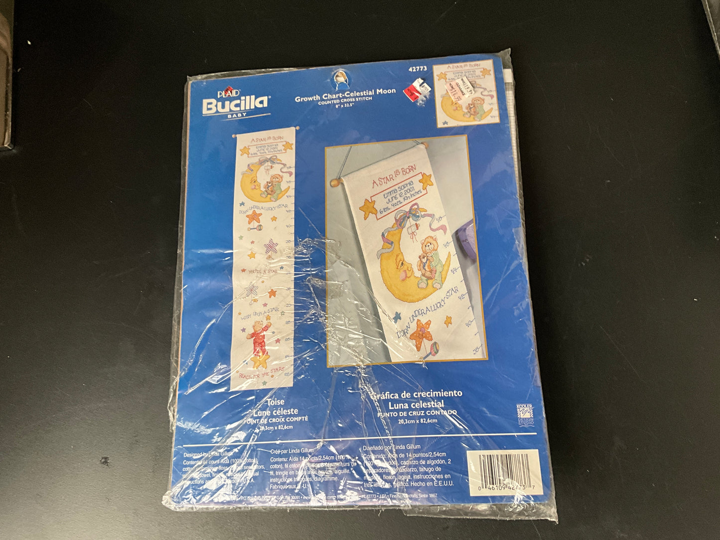 Plaid Bucilla Baby Celestial Moon Growth Chart 42773 cross stitch kit