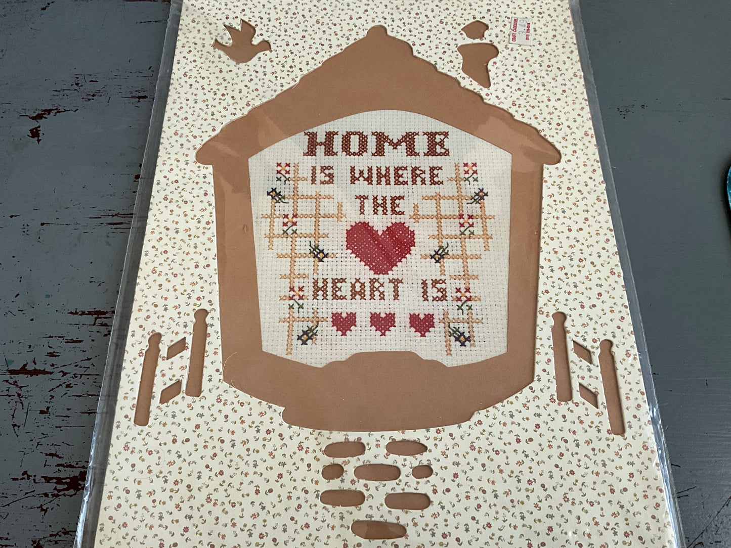Millie’s Simply Mats House shaped mat with free Home is Where the Heart Is cross stitch pattern included