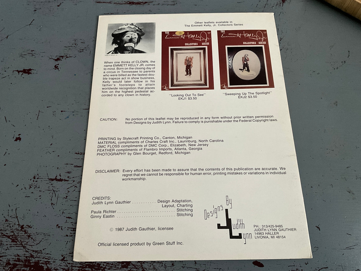 The Emmet Kelly Jr. Collectors Series The Balancing Act Designs BT Judith Lynn counted cross stitch minis chart