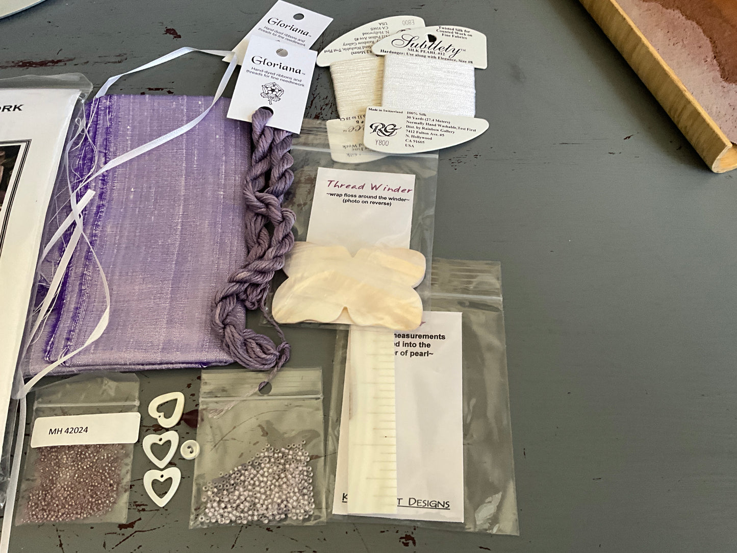Cindy Valentine Lavendula: Prework kit complete with Gloriana threads & embellishments see pictures for details