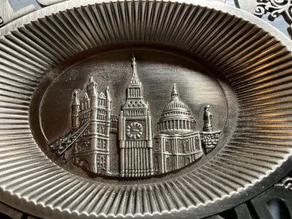 London England pewter tone ashtray/trinket dish