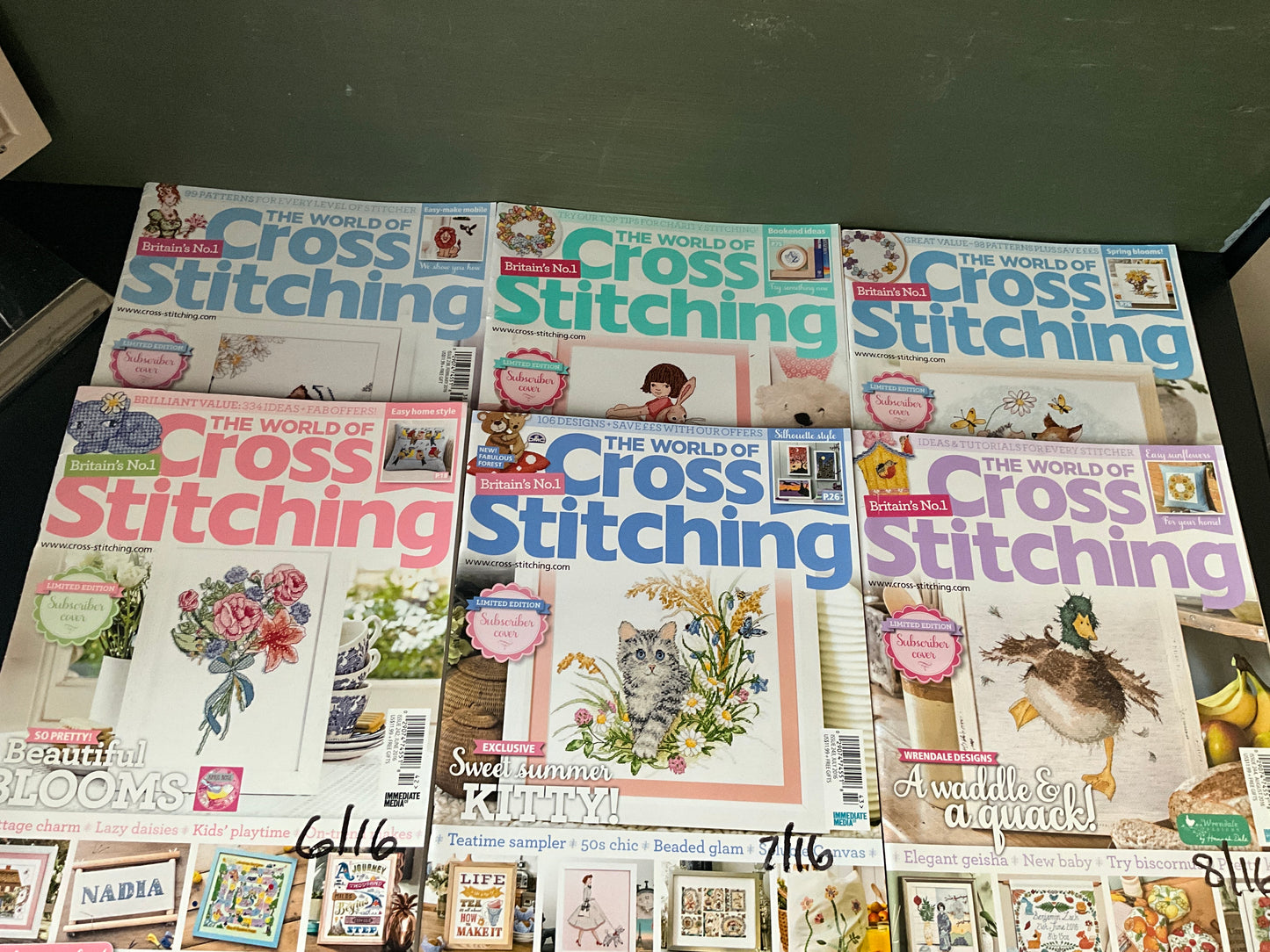 The World of Cross Stitching February-April & June-August 2016 magazines lot of 6 issues Britain’s No. 1