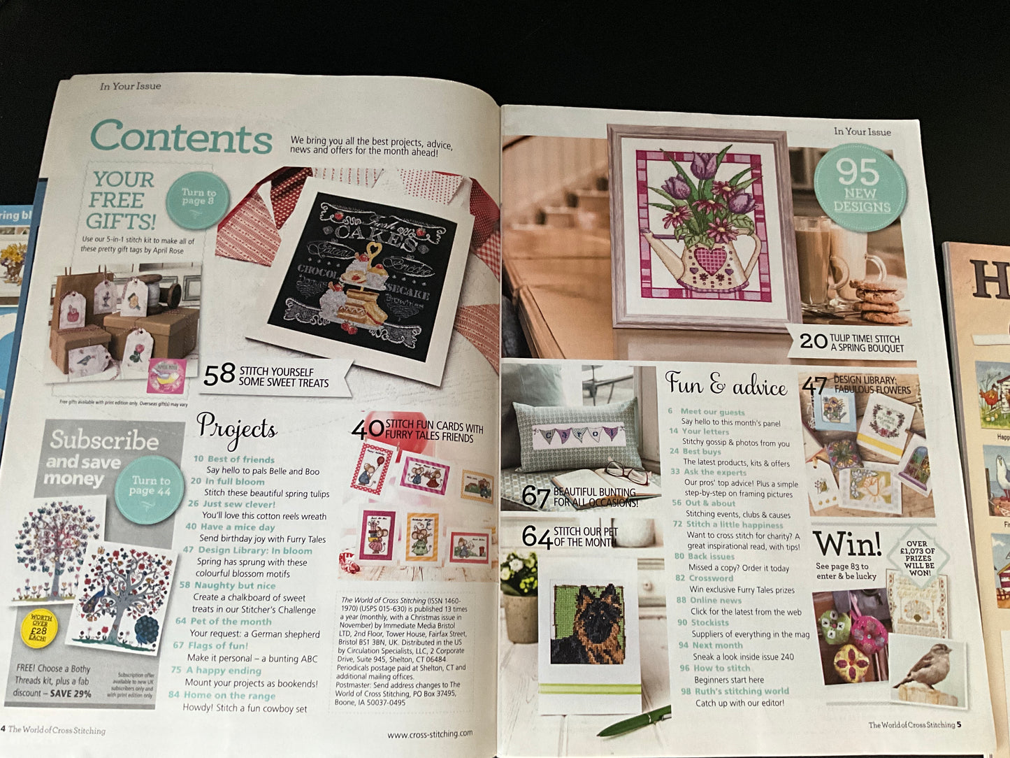 The World of Cross Stitching February-April & June-August 2016 magazines lot of 6 issues Britain’s No. 1