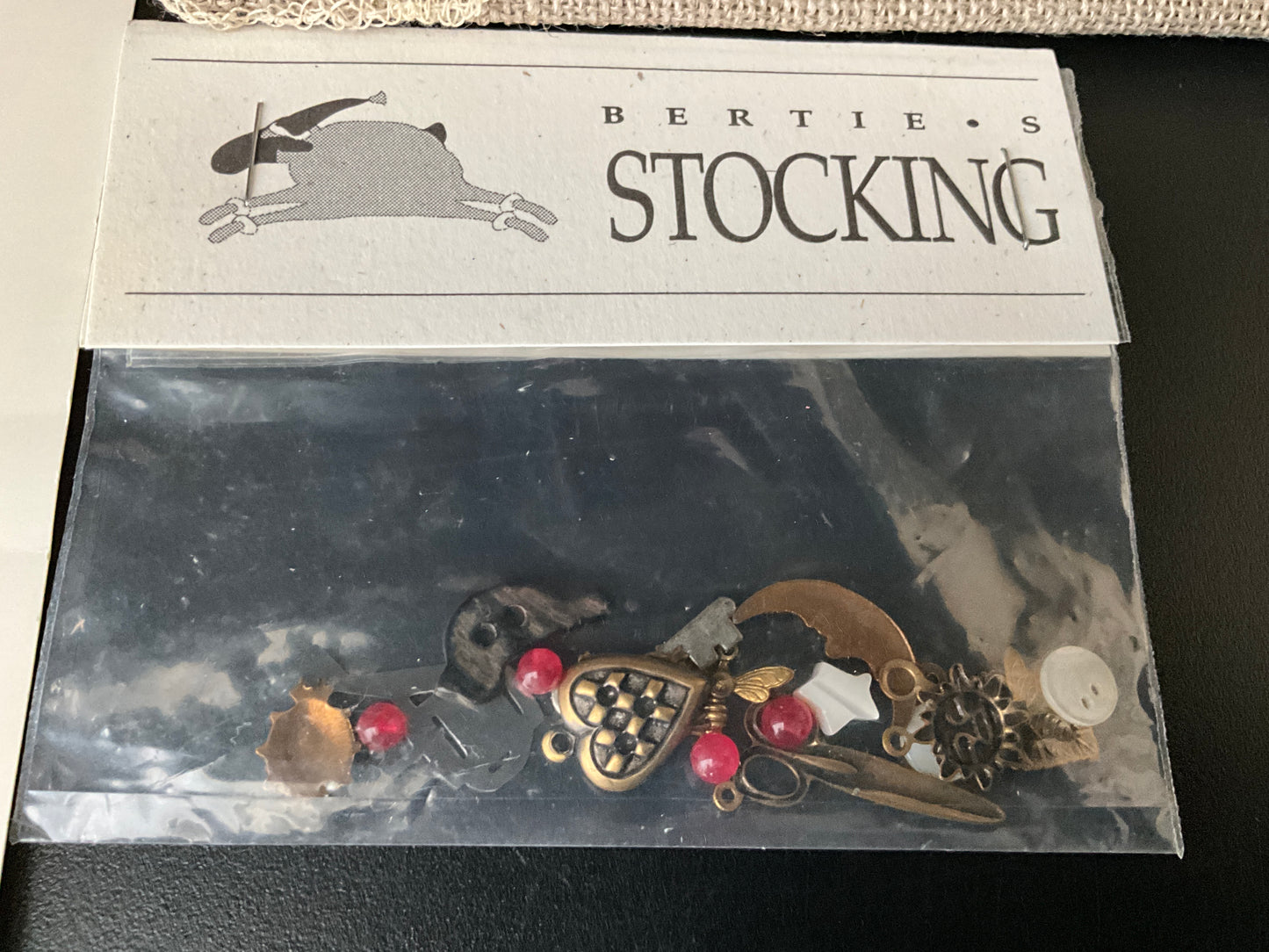 Shepherd’s Bush Bertie’s Stocking cross stitch chart with 18 count natural linen fabric and embellishments pack included!