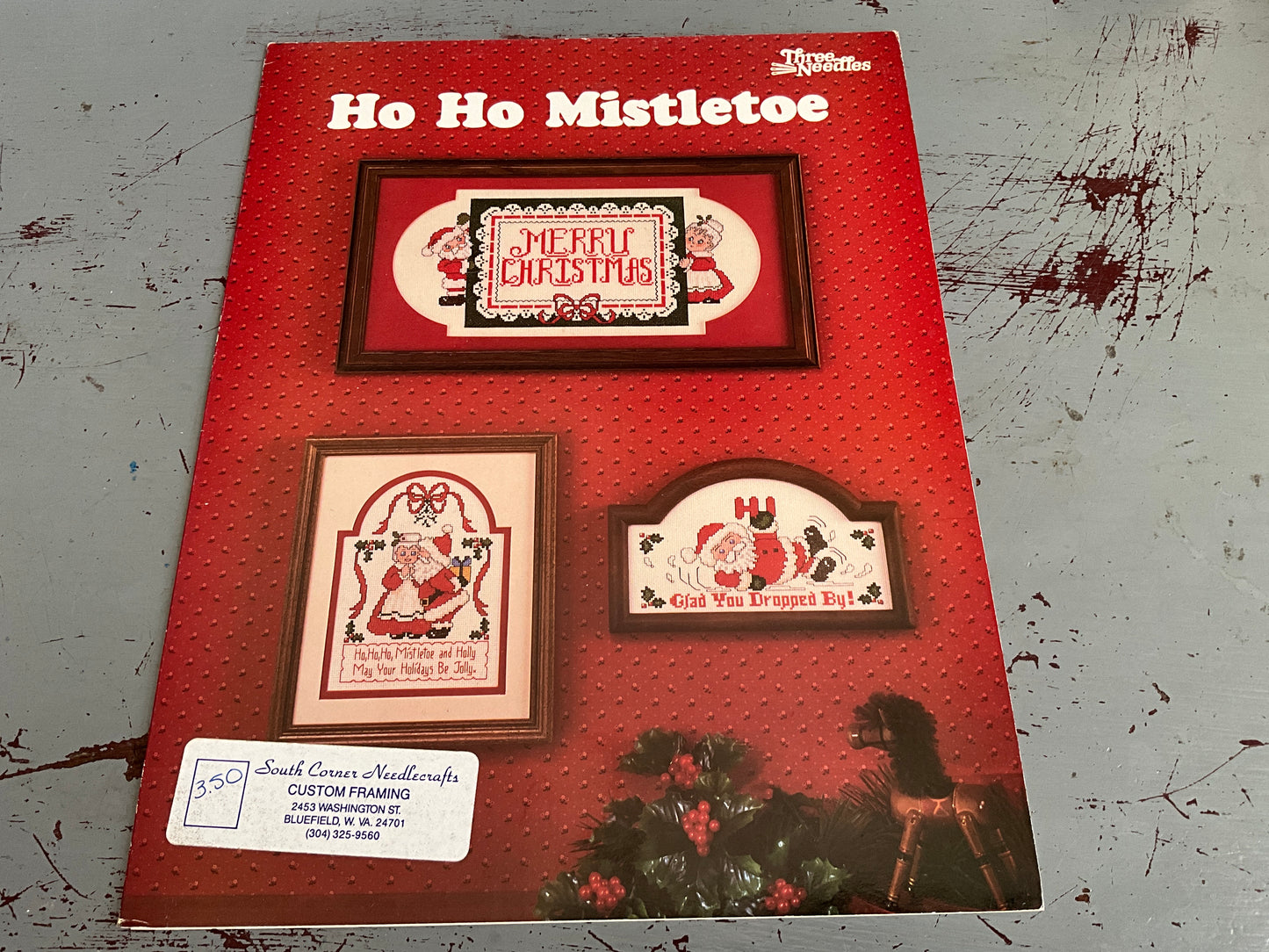 Three Needles Ho Ho Mistletoe counted cross stitch chart