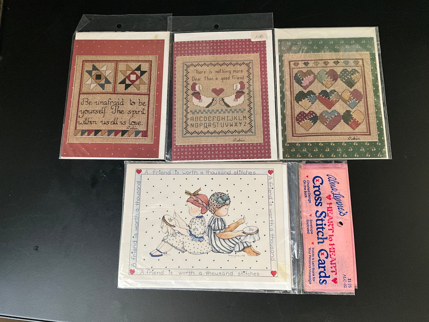 Set of 5 Cross stitch blank cards