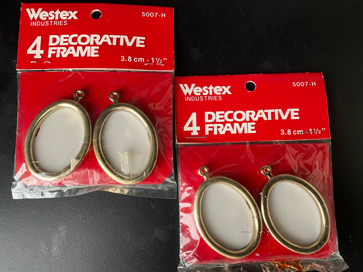 Westex 8 gold-tone miniature oval 1.5” frames set of 2 packages with 4 in each