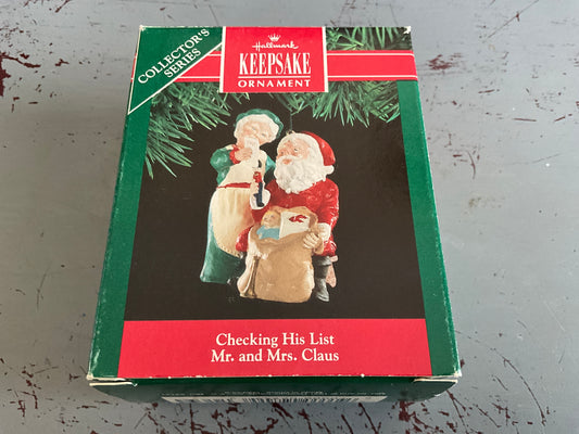 Hallmark Checking His List Mr. And Mrs. Claus 1991 Keepsake Ornament QX433-9