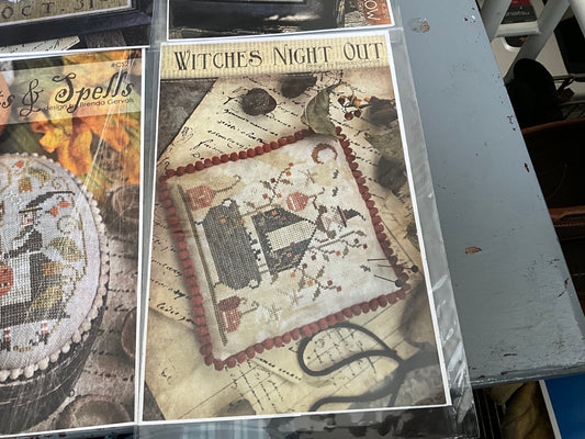Brenda Gervais Halloween set of 6 counted cross stitch charts Country Stitches-With thy Needle & Thread see pictures & description
