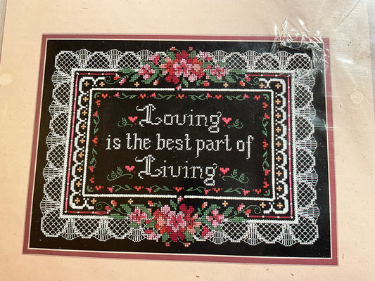 Sunset Loving and Living counted cross stitch kit 14 count black AIDA