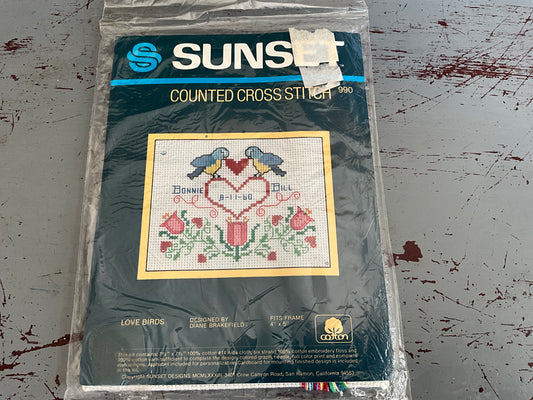 Sunset Love Birds counted cross stitch kit