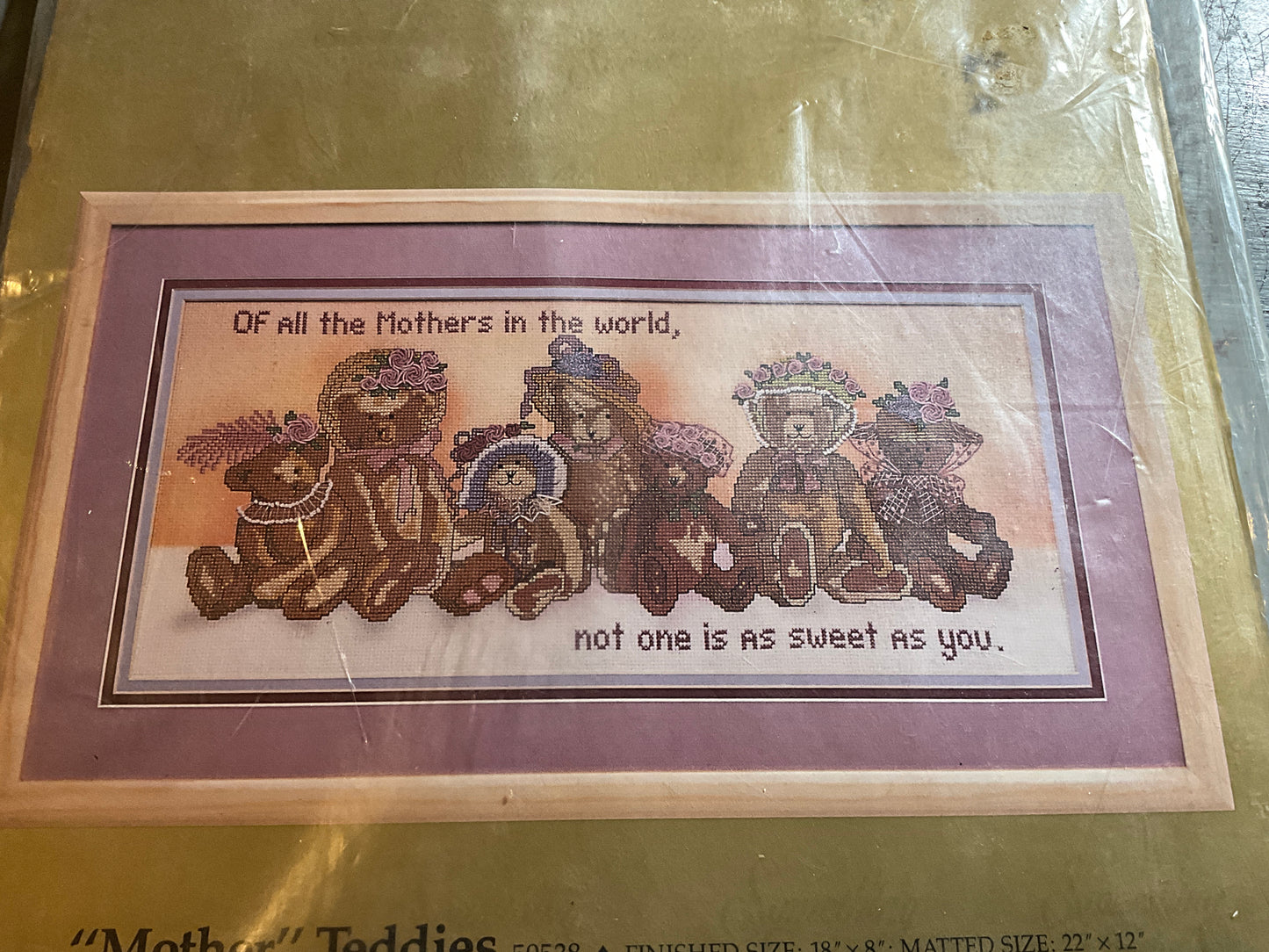 Something Special “Mother” Teddies cross stitch kit on printed canvas