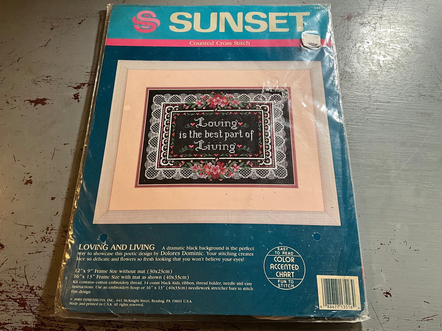 Sunset Loving and Living counted cross stitch kit 14 count black AIDA