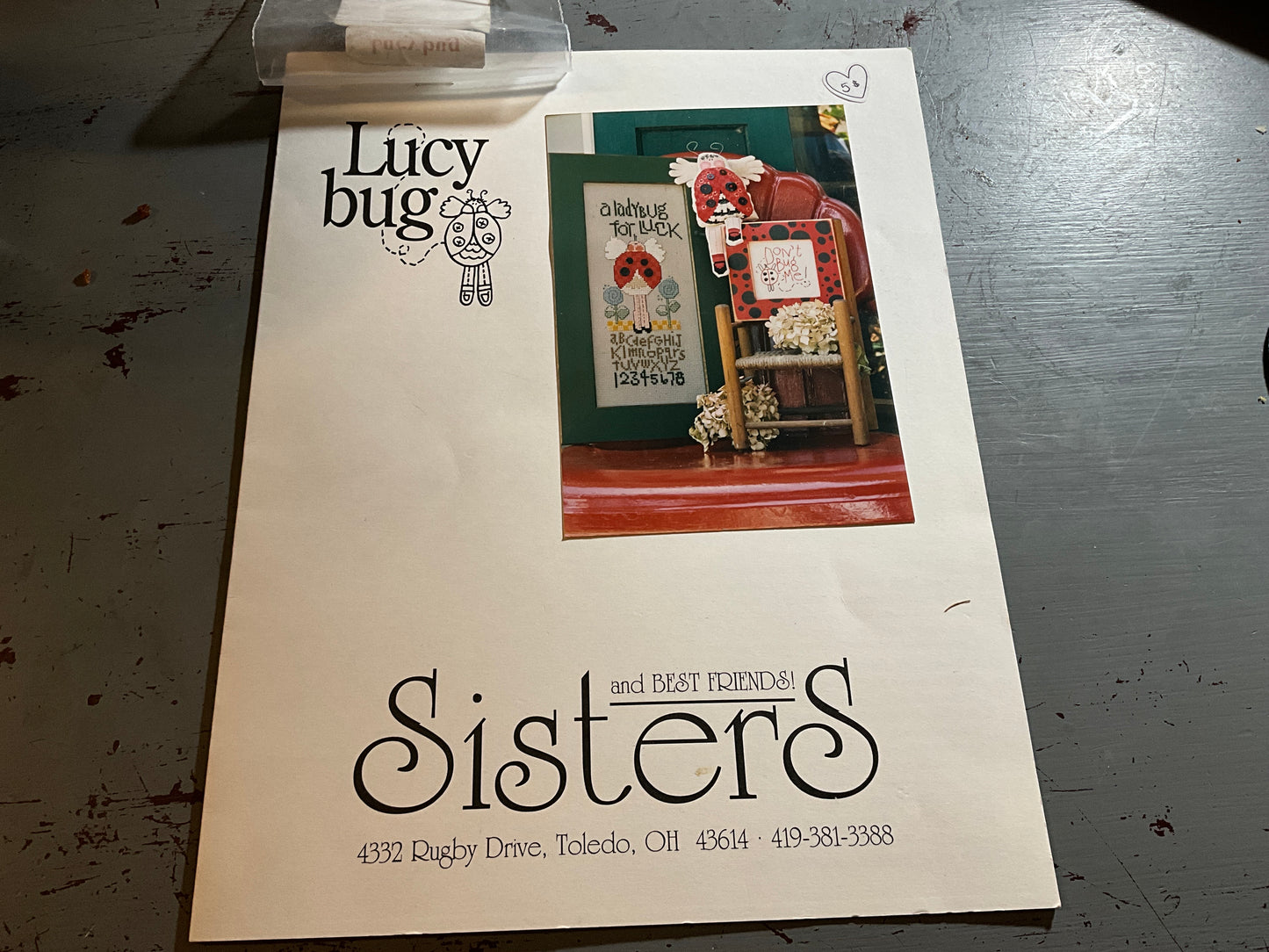 Sister and Best Friends Lady Bug cross stitch chart with embellishment pack included