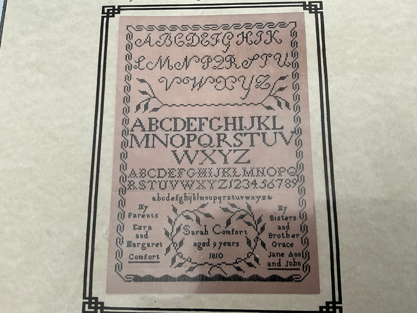 Queenstown Sampler Designs Sarah Comfort 1810 counted cross stitch chart