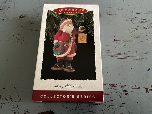 Hallmark Merry Olde Santa #5 1994 Santa with lantern & snowshoes Keepsake Ornament QX525-6