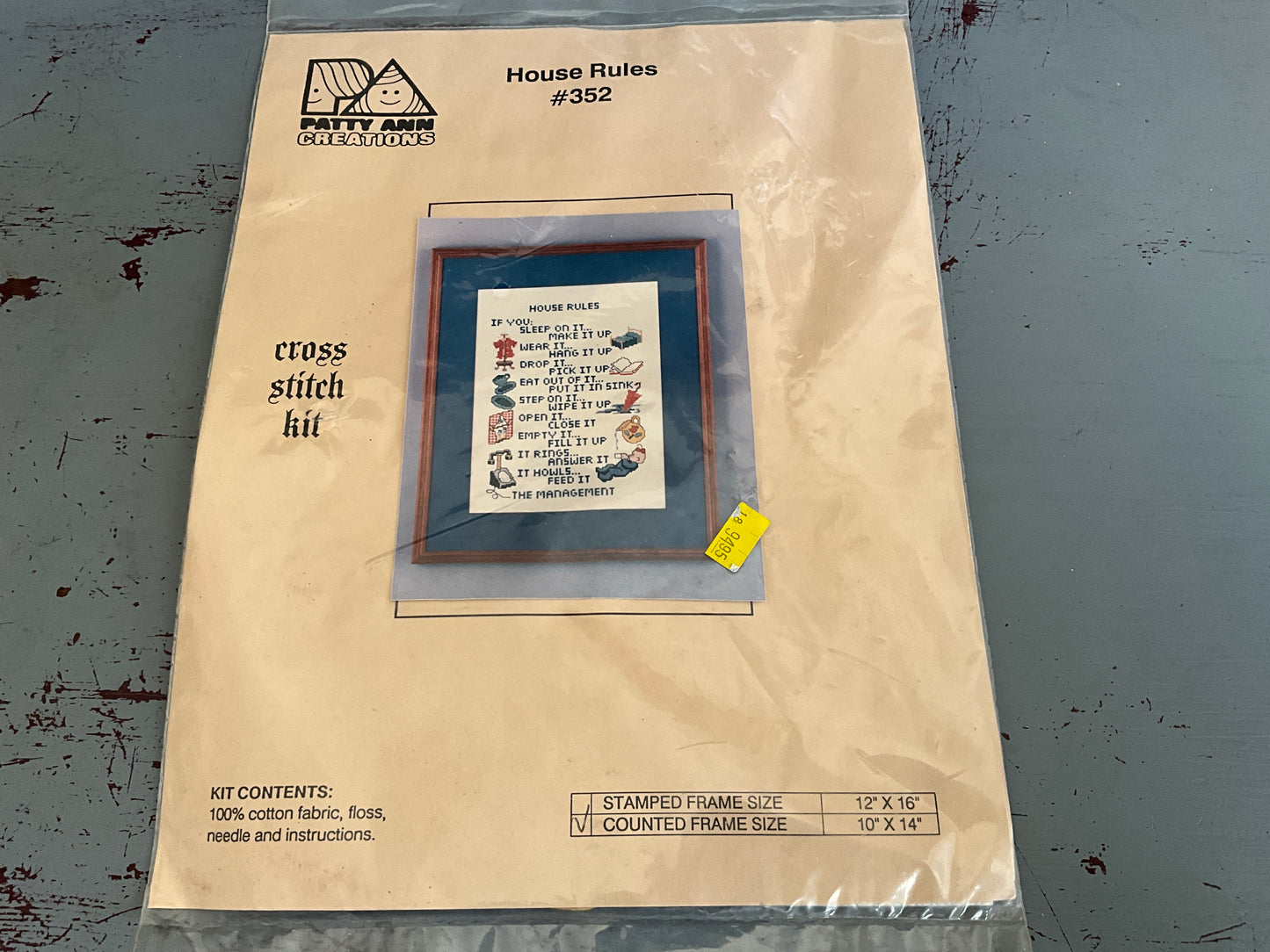 Patty Ann Creations House Rules 352 cross stitch kit