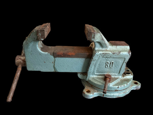Bison-Biał PJWt-M80 swivel-base machinist vise made in Poland, likely from the late Cold War era (roughly 1970s–1980s