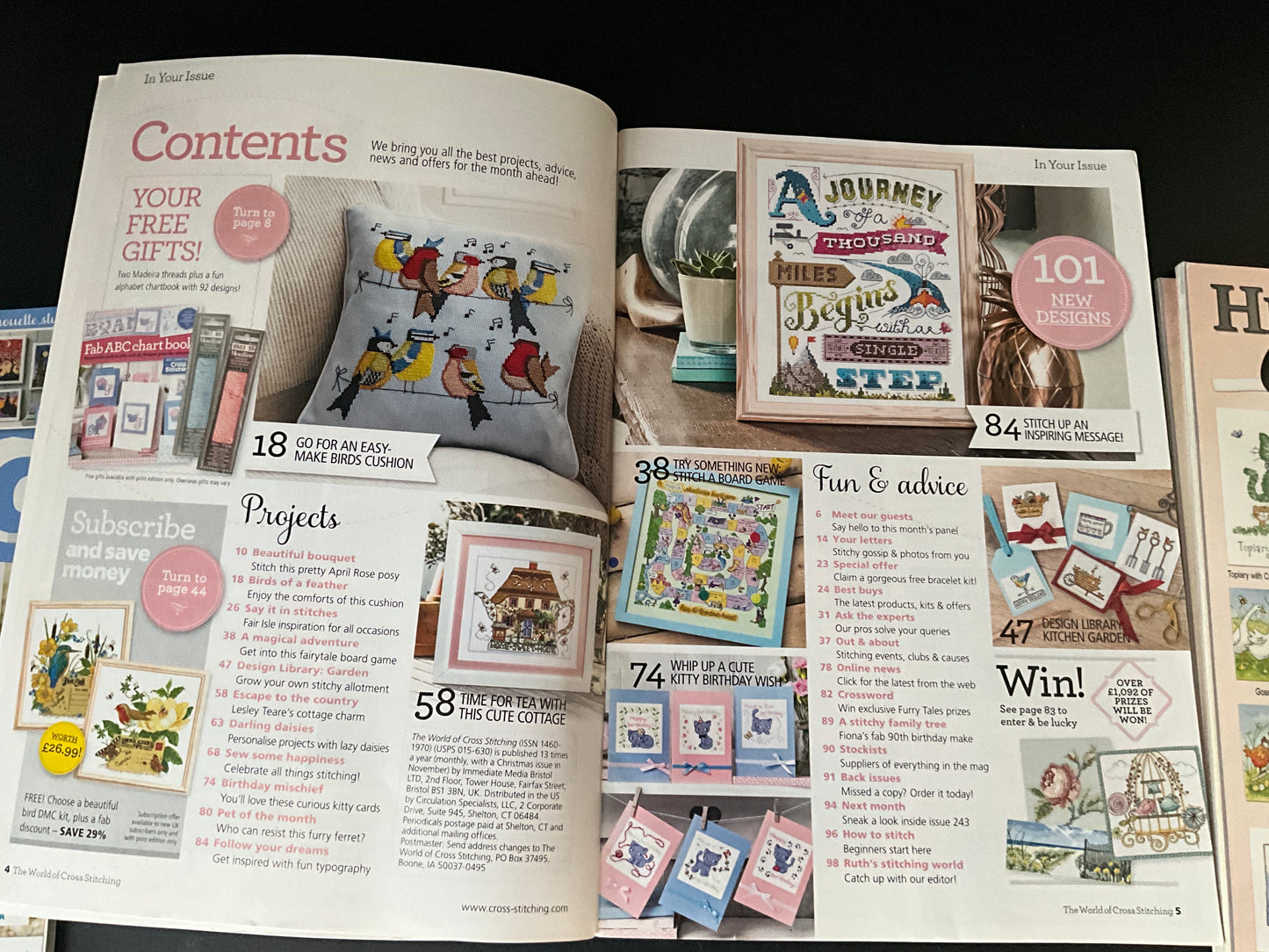 The World of Cross Stitching February-April & June-August 2016 magazines lot of 6 issues Britain’s No. 1