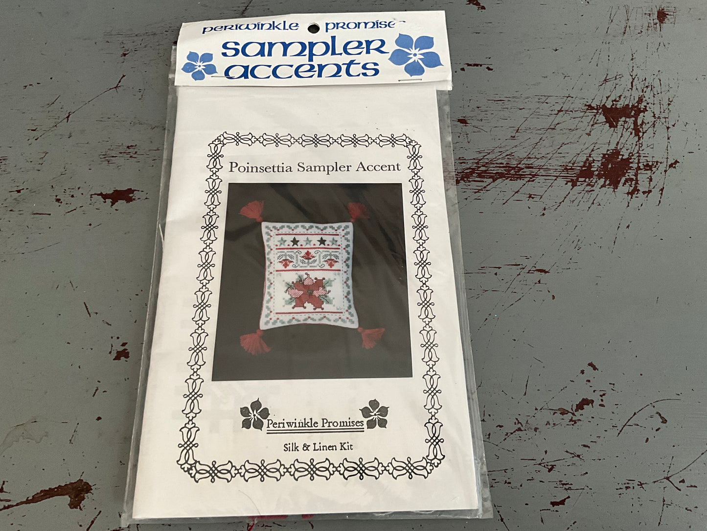 Periwinkle Promises sampler accents Poinsettia Sampler Accent Silk & Linen Kit