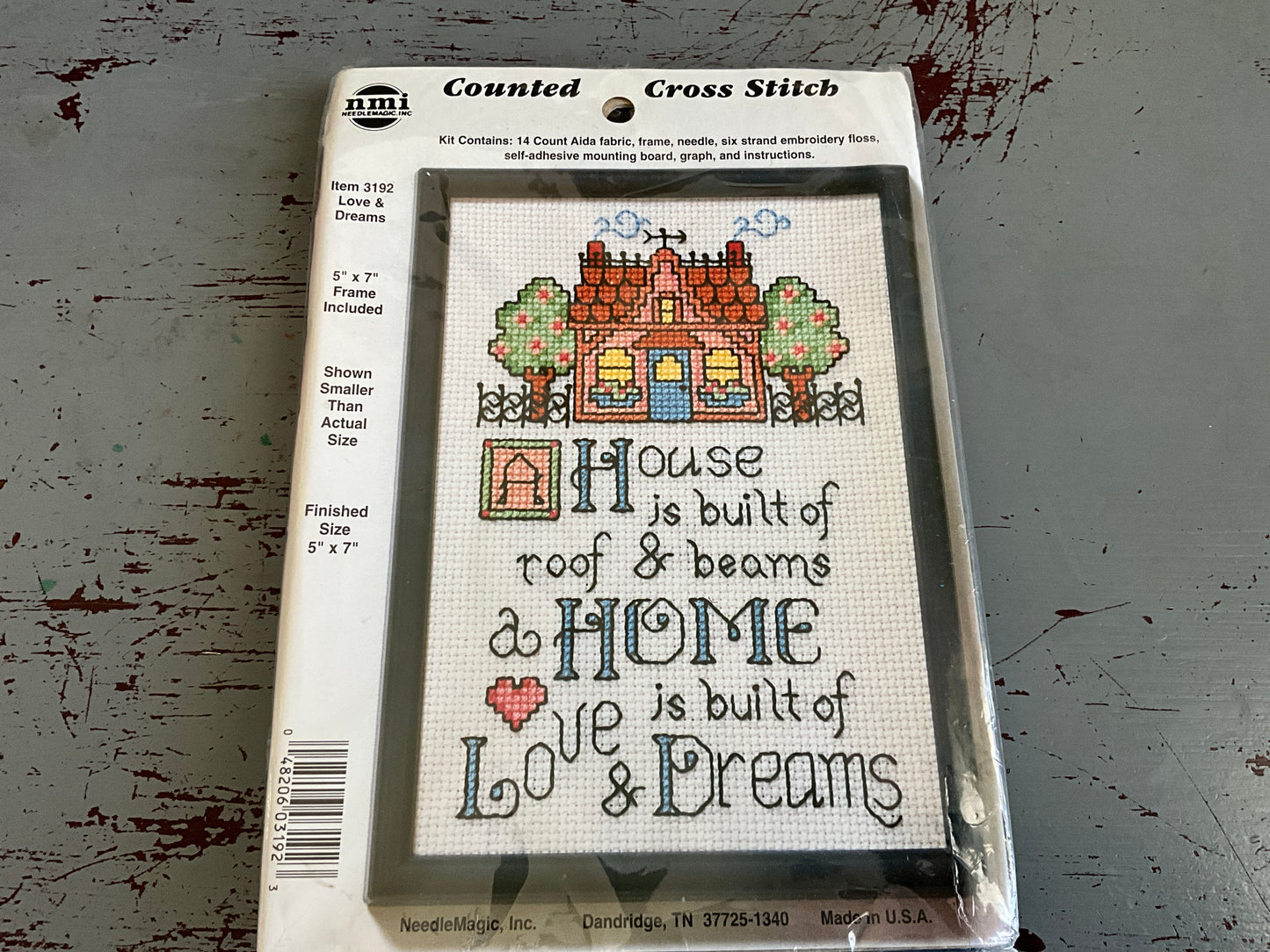 nmi Love & Dreams 3192 cross stitch kit with frame 5x7 inches