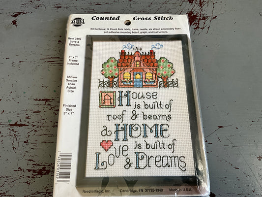nmi Love & Dreams 3192 cross stitch kit with frame 5x7 inches