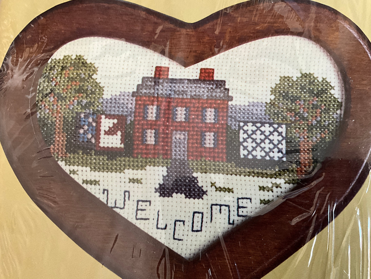 Country Stitches Country Frame Collection by Bucilla counted cross stitch kit with heart shaped frame