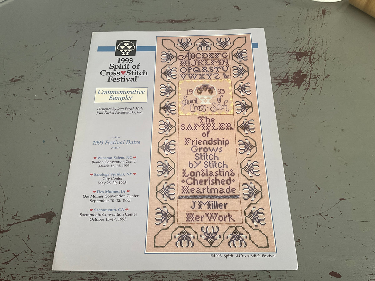 1993 Spirit of Cross Stitch Festival Commemorative Sampler chart by Jean Farish