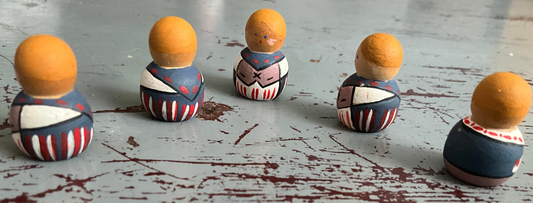 Miniature painted wooden dolls set of 5 unique collectibles