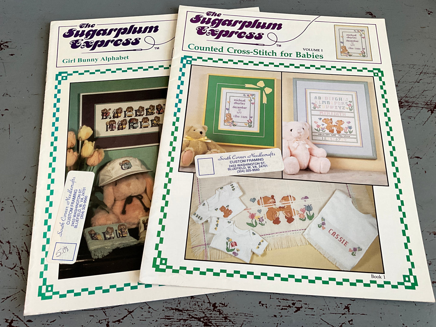 The Sugarplum Express Girl Bunny Alphabet and Counted Cross Stitch for Babies volume 1 set of 2 charts